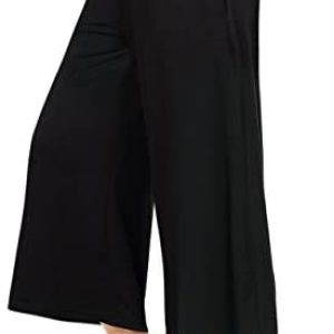 GlorySunshine Women’s Elastic Waist Solid Palazzo Casual Wide Leg Pants with Pockets