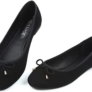 MUSSHOE Vast Width Flats Footwear Ladies Comfy Spherical Toe Informal Flats for Womens Flats Ballet Flats for Ladies