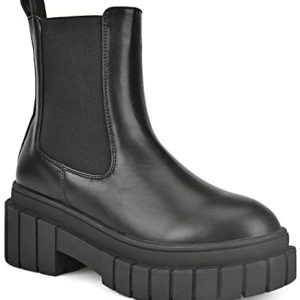 READYSALTED Women’s Ankle Low Heel Platform Chunky Sole chelsea Slip On Boots(HONGO1 & HUNCH1)