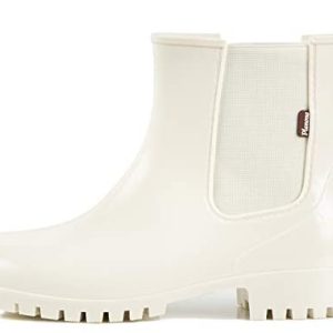 planone Brief rain Boots for Girls and Waterproof Backyard Sneakers，Anti-Slipping White Chelsea Rainboots for Women with Comfy Insoles，Fashionable Gentle Ankle rain Sneakers and Outside Work Sneakers
