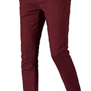 Plaid&Plain Men’s Skinny Stretchy Khaki Pants Colored Pants Slim Fit Slacks Tapered Trousers