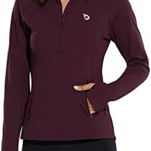 BALEAF Women’s Fleece Half Zip Running Pullover Long Sleeve Thermal Workout Exercise Jackets Gear for Cold Weather