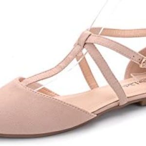 Mila Lady Laurel Womens Pointed Toe Ankle Strap T-Strap D’Orsay Dress Flats Shoes