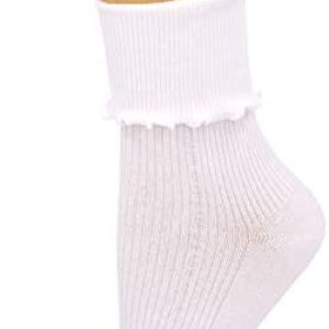 SEMOHOLLI Women Ankle Socks Ruffle Turn-Cuff ,Lovely double needle solid color edge relent Girl socks, SM02