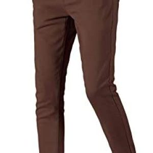 Plaid&Plain Men’s Skinny Stretchy Khaki Pants Colored Pants Slim Fit Slacks Tapered Trousers