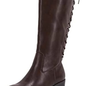 Womens Lace Up Knee High Boots Chunky Heel Mid Calf Side Zipper Winter Riding Shoes