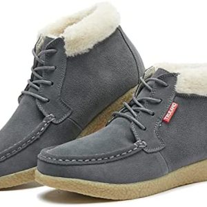 TRULAND Girls’s Winter Boots – Suede Leather-based Fur Lined Water Resistant Ankle Boots