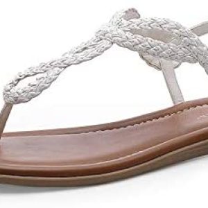 CentroPoint Women’s Braided T-strap Thong Slip On Flat Sandals With Elastic Brand Roman Gladiator Fashion Flip Flop Shoes