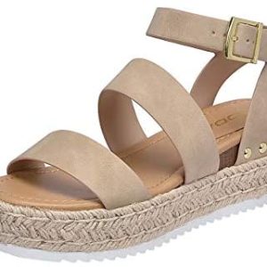 Soda Women’s Topic Open Toe Buckle Ankle Strap Espadrille Synthetic sandals