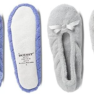 isotoner Girls’s 2 Pack Ballerina Slipper Quilted and Stable Ballet Flat