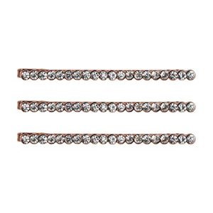 Kitsch Rhinestone Bobby Pins, Rhinestone Hair Pins, Decorative Bobby Pins for Women, Rose Gold, 3 Count
