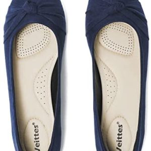 Veittes Women’s Flat Shoes, Round Toe Classic Casual Cute Suede Ballet Flats.