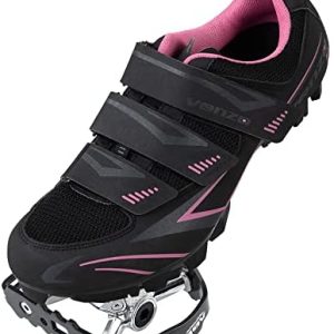 Venzo Mountain MTB Bike Bicycle Women’s Cycling Shoes with Multi-Function Clipless Pedals & Cleats – Compatible with Shimano SPD & Crankbrother System
