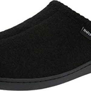 HAFLINGER Unisex AT Wool Hard Sole Slippers, Black, 16 Women/14 Men