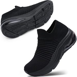 STQ Slip On Breathe Mesh Walking Shoes Women Fashion Sneakers Comfort Wedge Platform Loafers