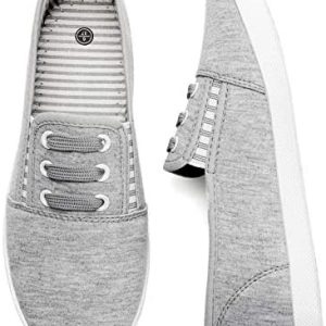 kufeiti Ladies’s Canvas Slip On Footwear Sneakers for Ladies Style Snug White Black Elastic Sneakers for Ladies