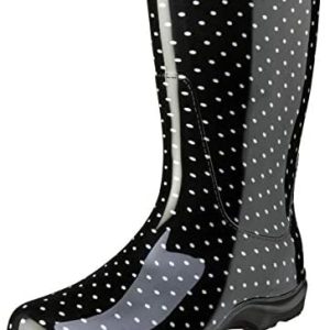 Sloggers Women’s Waterproof Rain and Garden Boot with Comfort Insole, Black/White Polka Dot, Size 9, Style 5013BP09