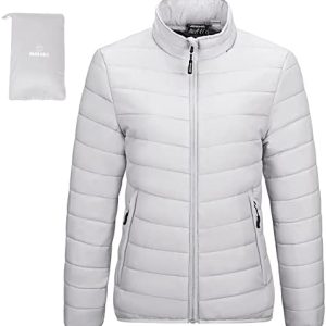 Outdoor Ventures Women’s Packable Full-Zip Short Puffer Jacket Insulated Quilted Warm Lightweight Winter Coat