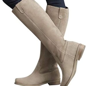 Gibobby Winter Boots for Women,Women’s Knee Length Boots Retro Combat Knight Boots Closed Toe Motorcycle Low Heel Outdoor Waterproof Western Shoes