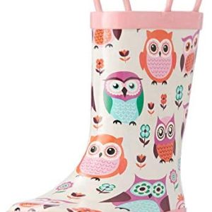 ADAMUMU Toddler Children Rain Boots Childrens Waterproof Rubber Footwear with Simple-On Handles Light-weight in Cartoon Patterns for Boys & Women