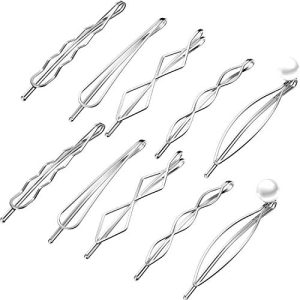 10 Pieces Bobby Pin Hair Pin Geometric Metal Hair Clip Hair Barrettes Minimalist Hair Decorative Dainty Accessories Headwear for Women (Silver)