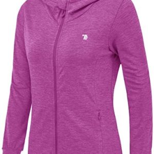 BGOWATU Women’s Sun Protection Shirts UPF 50+ Hoodie Jacket Long Sleeve Full Zip Lightweight Outdoor Hiking Shirt
