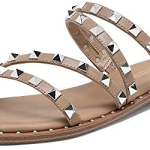 DREAM PAIRS Ladies’s Clear Studded Rhinestone Slide Sandals Slip on Open Toe Cute Flat Sandals for Summer season