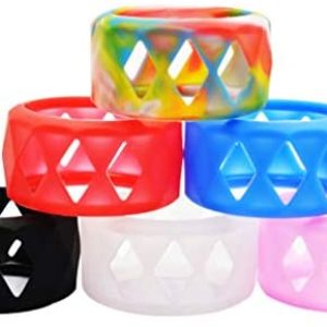 CENGLORY 6 Pieces Silicone Anti Slip Rings Hollow out Non-Skid Bands Rings Soft Protection Sleeve 25 x 17 mm Bulb Glass Silicone Rings