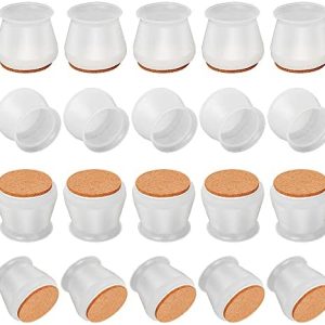 [Upgraded] 20 Packs Silicone Floor Protectors, Chair Protectors for Wooden Floors, Chair Leg Caps with Anti-Slip Felt Pads, Chair Protection Legs for Scratches & Noise, Size of 1.1-1.75 inch(White)