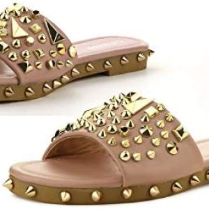Cape Robbin Tonie Sandals Slides for Women, Studded Womens Mules Slip On Shoes