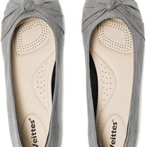 Veittes Women’s Flat Shoes, Round Toe Classic Casual Cute Suede Ballet Flats.