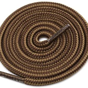 DELELE 2 Pair Round Boot Laces Outdoor Hiking Walking Shoelaces Rope Dual Coloured Striped Shoe Lace Work Shoe Strings
