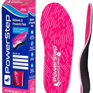 Powerstep Pinnacle Pink Arch Help Insoles, Plantar Fasciitis Aid Shoe Inserts, Orthotic Insoles for Girls