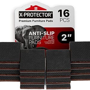 X-PROTECTOR Non Slip Furniture Pads – 16 Premium Furniture Grippers 2″! Best SelfAdhesive Rubber Feet Furniture Feet – Ideal Non Skid Furniture Pad Floor Protectors – Keep Furniture in Place!
