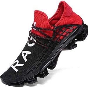 XIDISO Mens Running Shoes Womens Slip On Blade Mesh Fashion Men?s Sneakers Athletic Tennis Sports Cross Training Casual Walking Shoe for Men Red, 11 Women