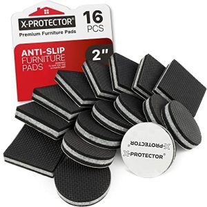 Non Slip Furniture Pads X-PROTECTOR – 16 pcs Premium Furniture Grippers 2″! Rubber Feet Hardwood Floor Protectors for Furniture Legs – Couch Stoppers – Keep Your Furniture in Place Forever!