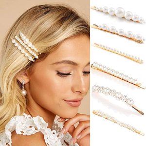 Gold Pearl Bobby Pins For Women Girls Valentines Styling Hair Clip Barrettes Decorative Hair Accessories Bridal Fashion Butterfly Hair Clamps Ladies Wedding, Birthday Party, Prom,Daily Wearing ,Mother’s Day Gift Set 6 Pack
