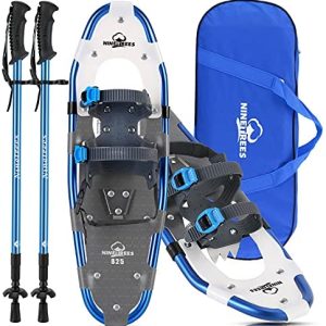 3-in-1 Xtreme Lightweight Terrain Snowshoes for Men Women Youth Kids, Light Weight Aluminum Alloy Terrain Snow Shoes with Trekking Poles and Carrying Tote Bag, 14″/21″/ 25″/27″/ 30″
