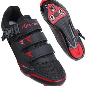KESCOO Mens Womens Cycling Shoes Compatible with Peloton Bike Shoes and Look Delta Cleats Pre-Installed, Clip in Road Bike Riding Racing Biking Shoes Perfect for Indoor Outdoor
