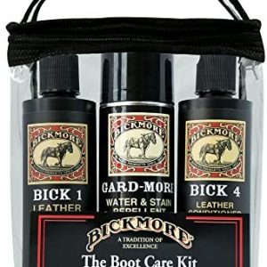 Bickmore Boot Care Kit – Bick 1 Bick 4 & Gard-More – Leather Lotion Cleaner Conditioner & Protector – for Cleaning Softening and Protecting Boots Shoes Handbags Purses Jackets and More