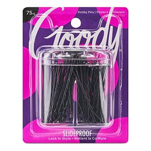 Goody Bobby Pin Box with Magnetic Top – 75 Count, Black – Slideproof and Lock In Place – Suitable for All Hair Types – Pain-Free Hair Accessories for Women and Girls – All Day Comfort