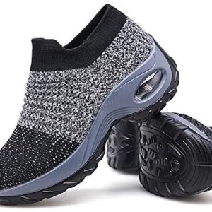 Women’s Walking Shoes Sock Sneakers – Mesh Slip On Air Cushion Lady Girls Modern Jazz Dance Easy Shoes Platform Loafers